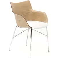 Kartell Kartell - Q/Wood Armlehnstuhl, verchromt / weiß / Esche hell