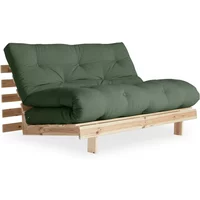 Karup Karup - Roots Schlafsofa, 140 x 200 cm, Kiefer natur / olivgrün (756)
