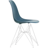 Vitra Vitra - Eames Plastic Side Chair DSR RE, weiß / meerblau (Filzgleiter weiß)