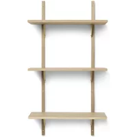 Ferm Living Ferm Living - Sector Wandregal triple, 54 cm, Eiche / Messing