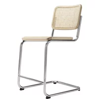 Thonet Thonet - S 32 VHT Barstuhl SH 64 cm, Chrom / Buche natur / Rohrgeflecht mit Kunststoffstützgewebe