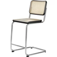 Thonet Thonet - S 32 VHT Barstuhl SH 64 cm, Chrom / Buche schwarz gebeizt / Rohrgeflecht mit Kunststoffstützgewebe