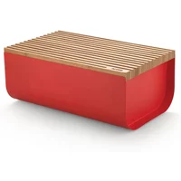 Alessi Alessi - Mattina Brotkasten mit Schneidebrett, Bambus / rot