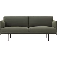 Muuto Muuto - Outline Sofa 2-Sitzer, verkehrsschwarz (RAL 9017) / grün fiord 961