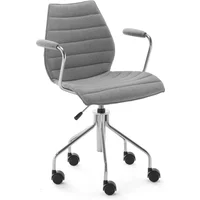 Kartell Kartell - Maui Soft Bürostuhl mit Armlehnen und Rollen, Stahl verchromt / Noma grau