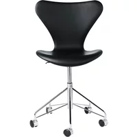 Fritz Hansen Fritz Hansen - Serie 7 Bürostuhl Vollpolsterung, Chrom / Essential Leder schwarz (gebremste Rollen für Hartfußböden)