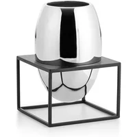 Philippi Philippi - Solero Vase L im Ständer, silber / schwarz