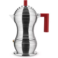 Alessi Alessi - Pulcina Espressokocher, 15 cl, silber / rot