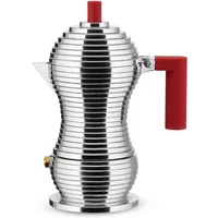 Alessi Alessi - Pulcina Espressokocher, 7 cl, silber / rot