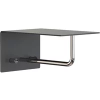 Frost Frost - Unu Wandgarderobe mit Haken und Stange, 200 mm, schwarz / poliert