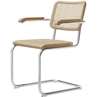 Thonet Thonet - S 64 V Armlehnstuhl, Chrom / Eiche natur / Rohrgeflecht mit Kunststoffstützgewebe (Pure Materials)