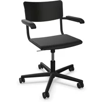 Thonet Thonet - S 43 FDR Bürostuhl mit Armlehnen, Alu schwarz / Buche schwarz gebeizt