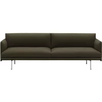 Muuto Muuto - Outline Sofa 3-Sitzer, dunkelgrün (Divina 984) / Aluminium poliert