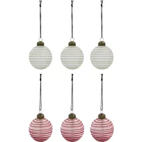 House Doctor House Doctor - Lolli Christbaumkugel, Ø 6 cm, rot / weiß (6er-Set)