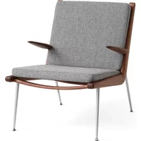 &Tradition &Tradition - Boomerang HM2 Loungechair, Gestell Walnuss geölt / Beine Edelstahl, grau (Hallingdal 130)