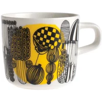 Marimekko Marimekko - Oiva Siirtolapuutarha Becher mit Henkel 200 ml, weiß / schwarz / gelb