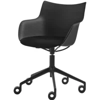 Kartell Kartell - Q/Wood Stuhl mit Rollen und Sitzpolster, schwarz / schwarz