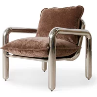 HKliving HKliving - Chrom- Loungesessel, samtbraun