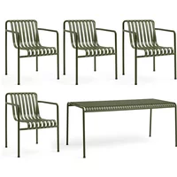 Hay HAY - Palissade Tisch + 4x Dining Armchair, olive