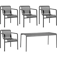 Hay HAY - Palissade Tisch + 4x Dining Armchair, anthrazit