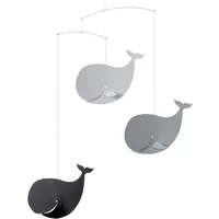 Flensted Mobiles Flensted Mobiles - Happy Whales Mobile, schwarz / grau