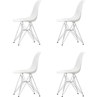 Vitra Vitra - Eames Plastic Side Chair DSR, verchromt / weiß (Filzgleiter basic dark) (4er-Set)