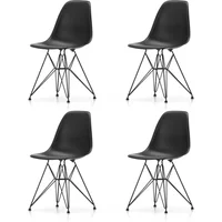 Vitra Vitra - Eames Plastic Side Chair DSR RE, basic dark / tiefschwarz (Filzgleiter basic dark) (4er-Set)