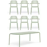 Fatboy Fatboy - Toní Tablo Tisch + Armlehnstuhl, mist green (7er-Set)