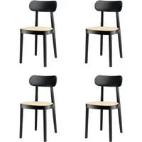 Thonet Thonet - 118 Stuhl, Rohrgeflecht mit Kunststoffstützgewebe / Buche schwarz gebeizt (TP 29) (4er-Set)