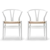Carl Hansen & Søn Carl Hansen - CH24 Wishbone Chair, Buche soft white / Naturgeflecht (2er-Set)