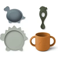 LIEWOOD LIEWOOD - Vivi Silikon Geschirrset, Dino, blue multi mix (4er-Set)