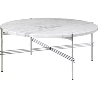 Gubi GUBI - TS Couchtisch Ø 80 cm, Stahl poliert / Marmor weiß