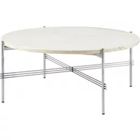 Gubi GUBI - TS Couchtisch Ø 80 cm, Stahl poliert / Travertin weiß