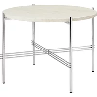 Gubi GUBI - TS Couchtisch Ø 55 cm, Stahl poliert / Travertin weiß