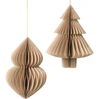 Broste Copenhagen Broste Copenhagen - Christmas Mix Deko-Anhänger, Tannenbaum & Zapfen, Ø 13 x H 13 cm, natural brown (2er-Set)