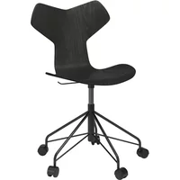 Fritz Hansen Fritz Hansen - Grand Prix Bürostuhl, schwarz / Esche schwarz gefärbt (gebremste Rollen für Hartfußböden)
