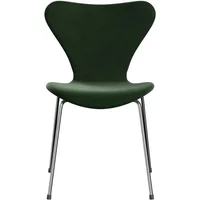 Fritz Hansen Fritz Hansen - Stuhl Serie 7, gepolstert, Belfast Waldgrün, Chrom