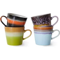 HKliving HKliving - 70's Cappuccino Tassen, 330 ml, solid (4er-Set)