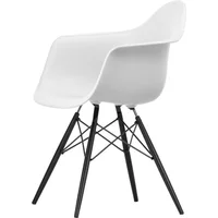 Vitra Vitra - Eames Plastic Armchair DAW RE, Ahorn schwarz / baumwollweiß (Filzgleiter basic dark)