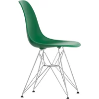 Vitra Vitra - Eames Plastic Side Chair DSR RE, verchromt / smaragd (Filzgleiter basic dark)