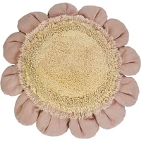 Lorena Canals Lorena Canals - Pink Daisy Bodenkissen, Ø 70 cm, golden / pink / natural / olive