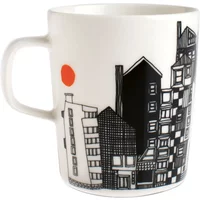 Marimekko Marimekko - Oiva Siirtolapuutarha Becher 250 ml, weiß / schwarz / orange