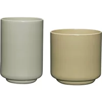 Hübsch Interior Hübsch Interior - Deux Steintöpfe, hellgrün / sand (2er-Set)