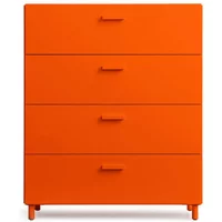 String Furniture String - Relief Kommode mit Beinen, breit, 82 x 41 x 92,2 cm, orange