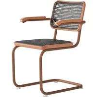 Thonet Thonet - S 64 V Armlehnstuhl, rosenholz / Eiche gebeizt / Rohrgeflecht mit Kunststoffstützgewebe dark melange