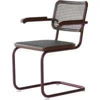 Thonet Thonet - S 64 V Armlehnstuhl, kastanie / Eiche gebeizt / Rohrgeflecht mit Kunststoffstützgewebe dark melange