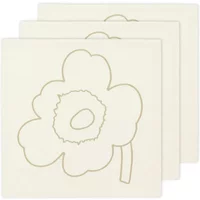 Marimekko Marimekko - Piirto Unikko Satin Servietten, 50 x 100 cm, off-white / straw (3er-Set) (60th Anniversary Collection)