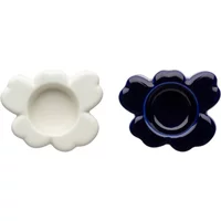 Marimekko Marimekko - Unikko Teelichthalter, weiß matt / cobalt (2er-Set) (60th Anniversary Collection)