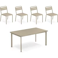 EMU Emu - Star Outdoor Tisch 160 x 90 cm + Stuhl (4er-Set), taupe