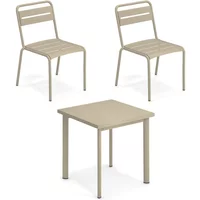 EMU Emu - Star Outdoor Tisch 70 x 70 cm + Stuhl (2er-Set), taupe